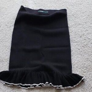Ralph Lauren Cotton Blend Black Skirt with a Ruffled Bottom
